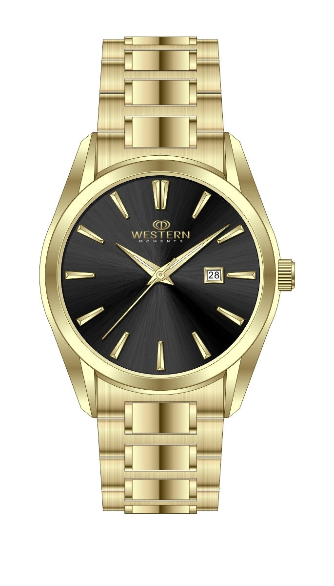 WESTERN Men’s Stainless Steel Bracelet Watch with Date Display – 3 ATM Water Resistant Luxury Dress Watch