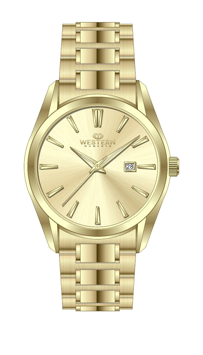 WESTERN Men’s Stainless Steel Bracelet Watch with Date Display – 3 ATM Water Resistant Luxury Dress Watch