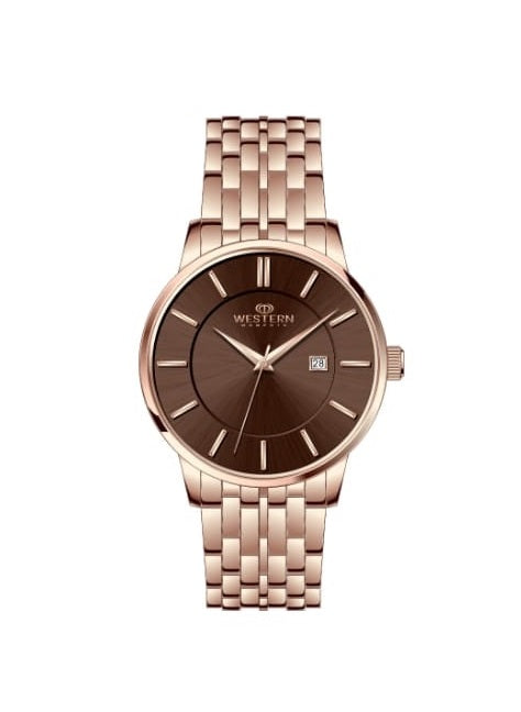Men’s Gold Bracelet Watch with Elegant Brown Dial