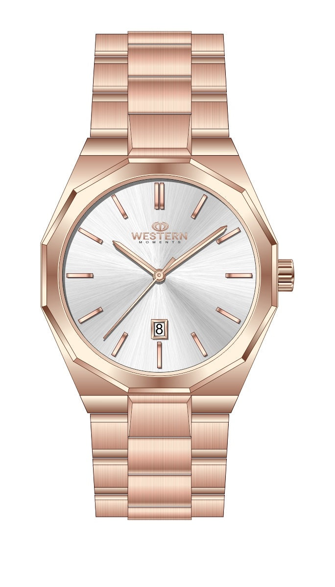 Western Men’s Stainless Steel Bracelet Watch – Date Display, Water Resistant | UAE