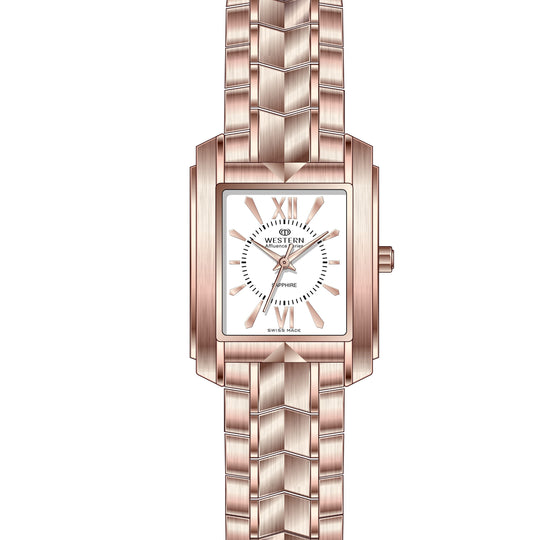 Elegance in Time, Rose-Plated Square Ladies Watch A7052LPP010A