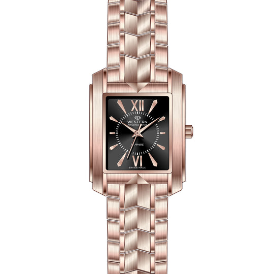 Elegance in Time, Rose-Plated Square Ladies Watch A7052LPP010C