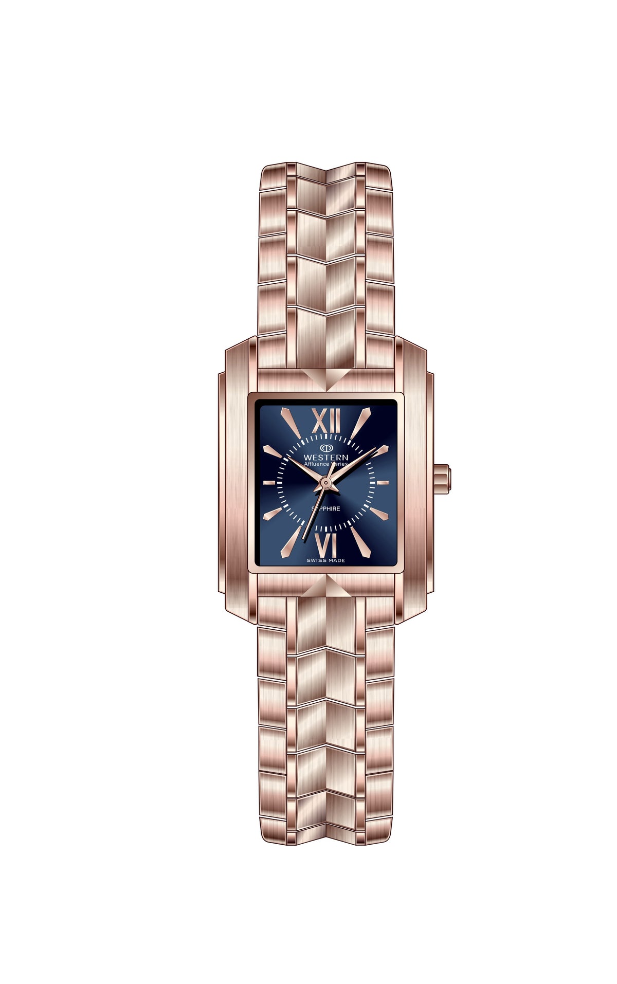 Elegance in Time, Rose-Plated Square Ladies Watch A7052LPP010D