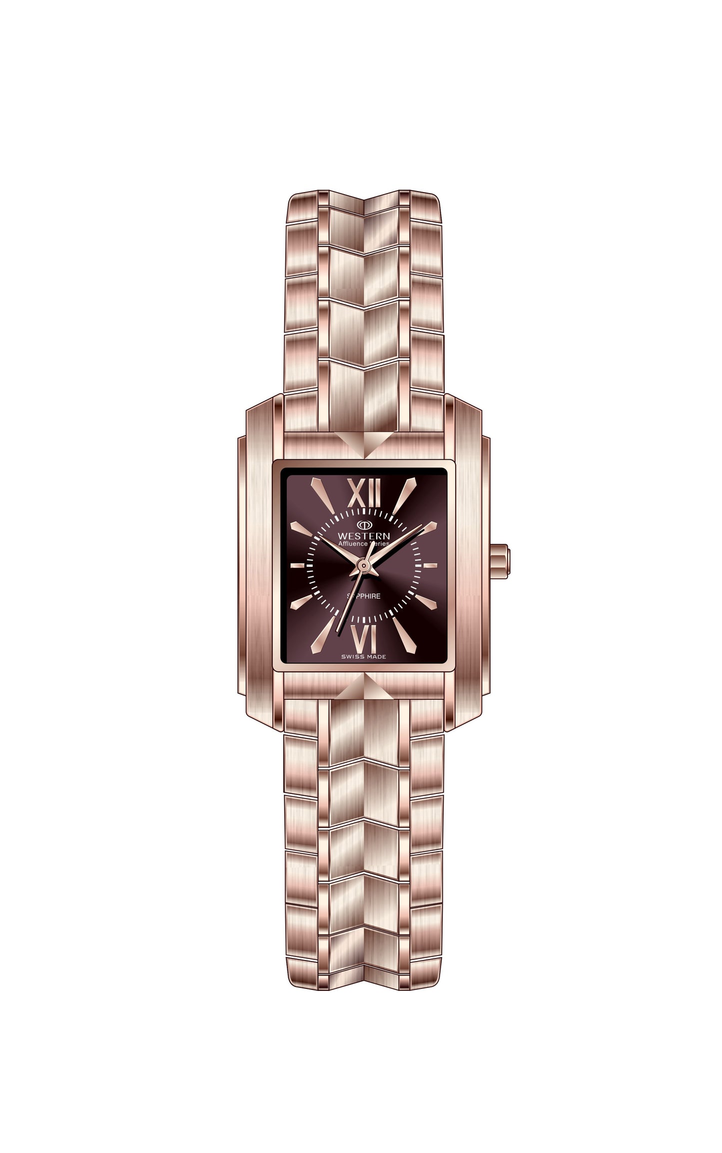 Elegance in Time, Rose-Plated Square Ladies Watch A7052LPP010Q