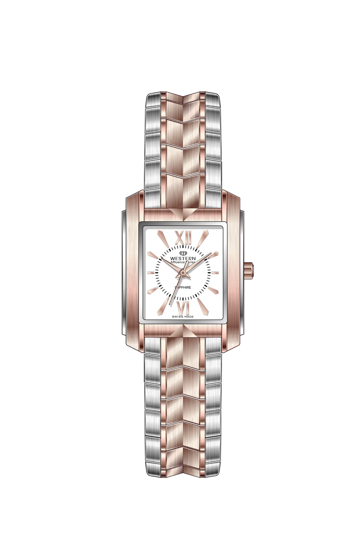 Elegance in Time, Rose-Plated Square Ladies Watch A7052LPS010A