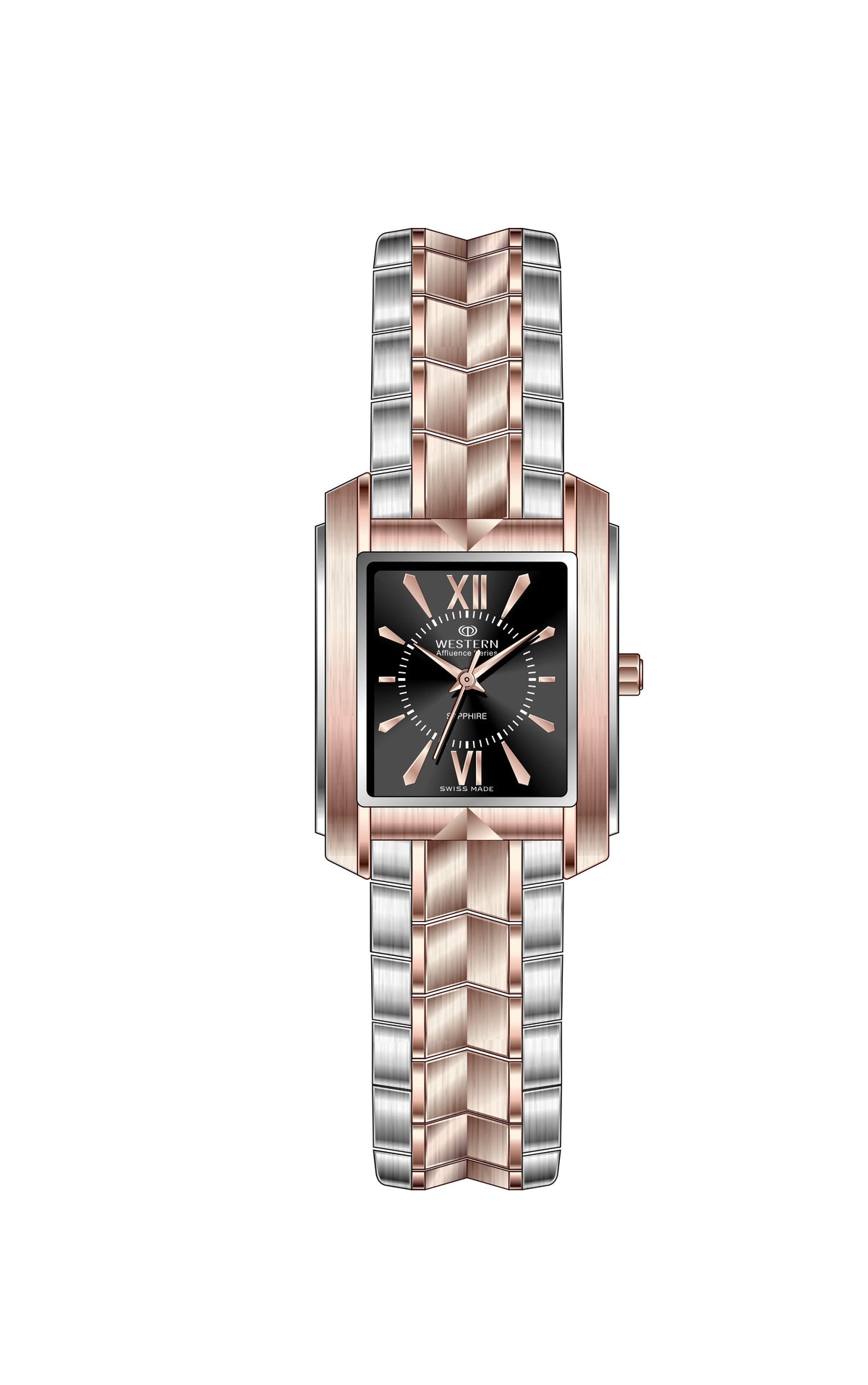 Elegance in Time, Rose-Plated Square Ladies Watch A7052LPS010C