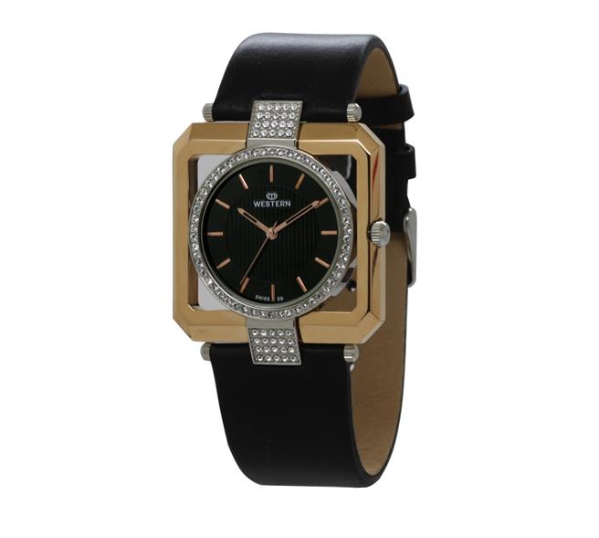 Elegant Ladies' Analogue Quartz Watch | Black Dial & Leather Strap