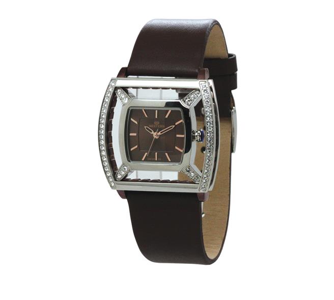 Elegant Quartz Analogue Leather Strap Ladies Watch with Silver Dial