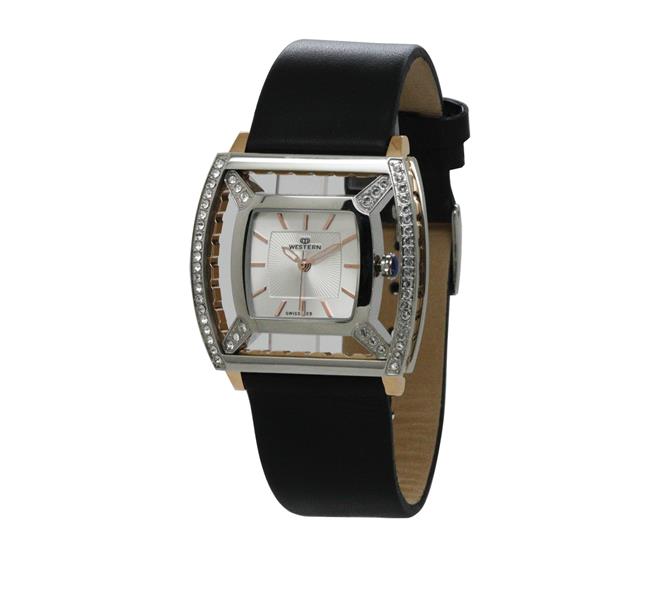 Elegant Quartz Analogue Leather Strap Ladies Watch with Silver Dial