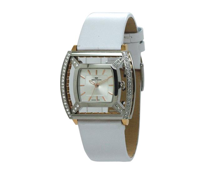 Elegant Quartz Analogue Leather Strap Ladies Watch with Silver Dial