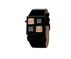 Men's Quartz Analogue Dual Time Leather Strap Watch