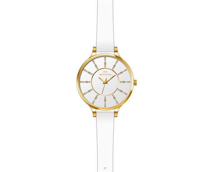 Elegant Ladies' Analogue Quartz Watch | White Dial & Leather Strap