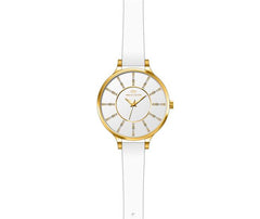 Elegant Ladies' Analogue Quartz Watch | White Dial & Leather Strap