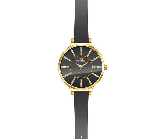 Elegant Ladies' Analogue Quartz Watch | Black Dial & Leather Strap | Timeless Style