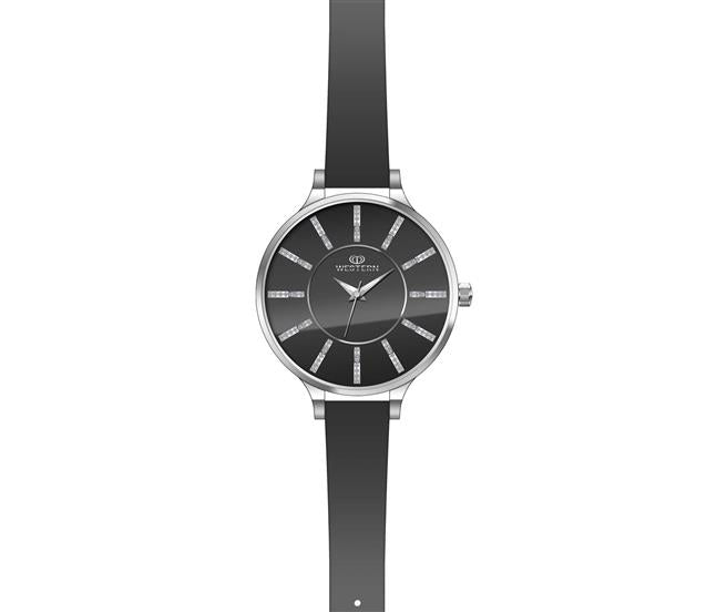 Elegant Ladies' Analogue Quartz Watch | Black Dial & Leather Strap | Timeless Style