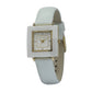 Sophisticated Ladies' White Leather Strap Square Timepiece