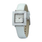 Sophisticated Ladies' White Leather Strap Square Timepiece