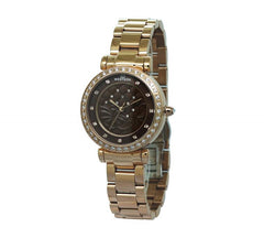 Stunning Rose Gold Plated Women’s Stainless Steel Watch with Sparkling Stones on Bezel & Dial