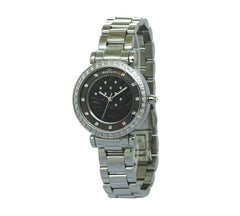 Luxury Women’s Stainless Steel Watch Featuring Stones on Bezel and Dial