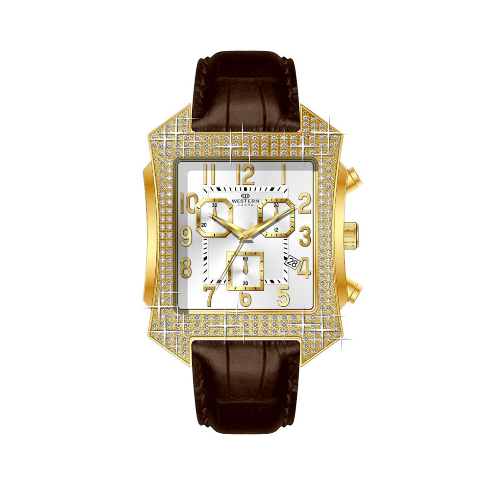Western Men's Luxury Chronograph Watch – Brown Leather Strap