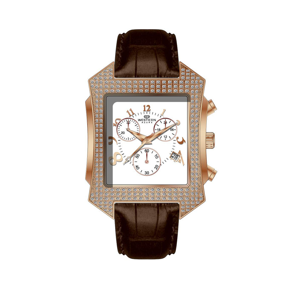 Western Men's Luxury Chronograph Watch – Brown Leather Strap