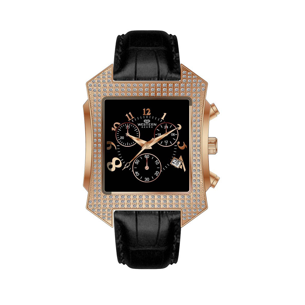 Western Men's Luxury Chronograph Watch – Brown Leather Strap