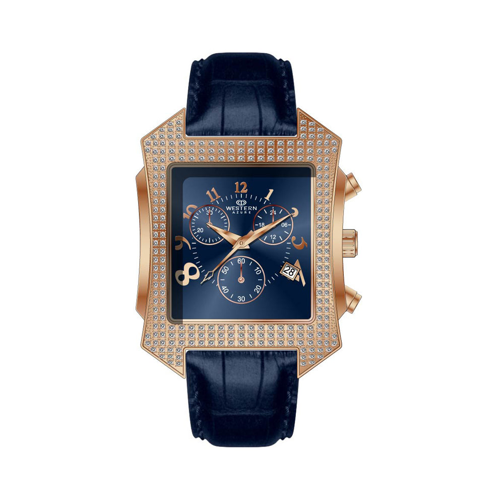 Western Men's Luxury Chronograph Watch – Brown Leather Strap