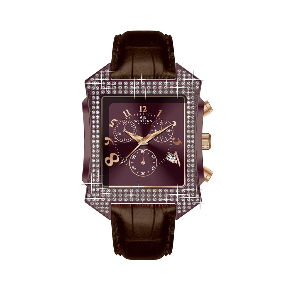 Western Men's Luxury Chronograph Watch – Brown Leather Strap