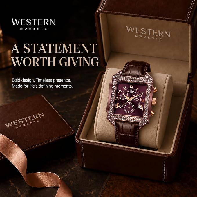 Western Men's Luxury Chronograph Watch – Brown Leather Strap