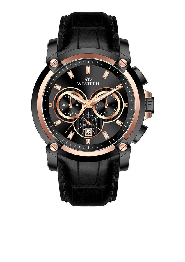 Vergant Series Men's Quartz Analogue Leather Strap Chronograph Watch