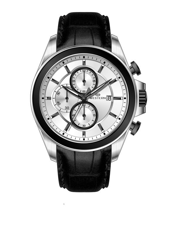 Men's Quartz Analogue Leather Strap Chronograph Watch