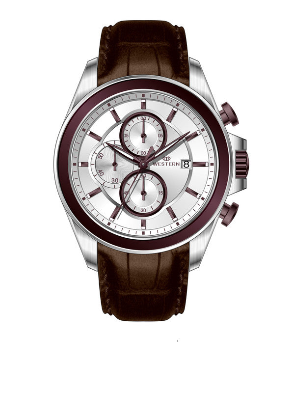 Men's Quartz Analogue Leather Strap Chronograph Watch