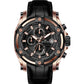 Leather Strap Chronograph Watch with Black Strap & Silver Dial – Precision & Style