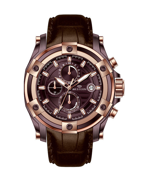 Leather Strap Chronograph Watch with Black Strap & Silver Dial – Precision & Style