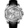 Leather Strap Chronograph Watch with Black Strap & Silver Dial – Precision & Style