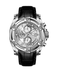 Western Men's Chronograph Watch – Genuine Leather Strap, Butterfly Clasp, 5 ATM Water Resistant | Premium Analog Wristwatch for Men