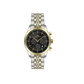 Western Luxury Chronograph Watch, Gold &Silver Band, Black Dial, Men's Wristwatch with Date Display