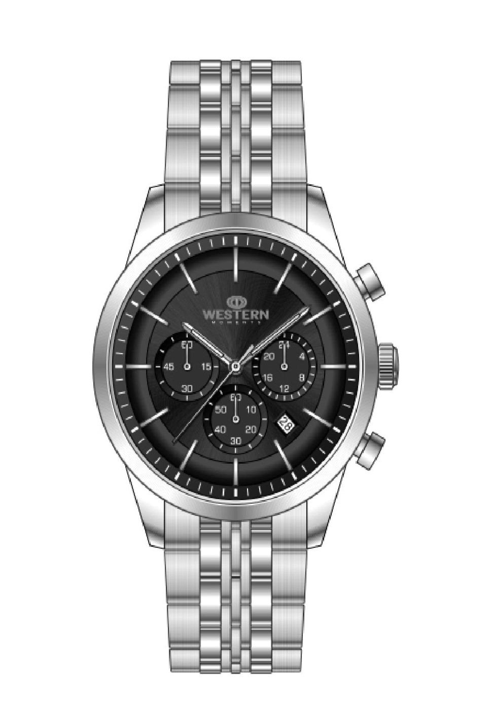 Western Luxury Chronograph Watch – Stainless Steel, Water Resistant