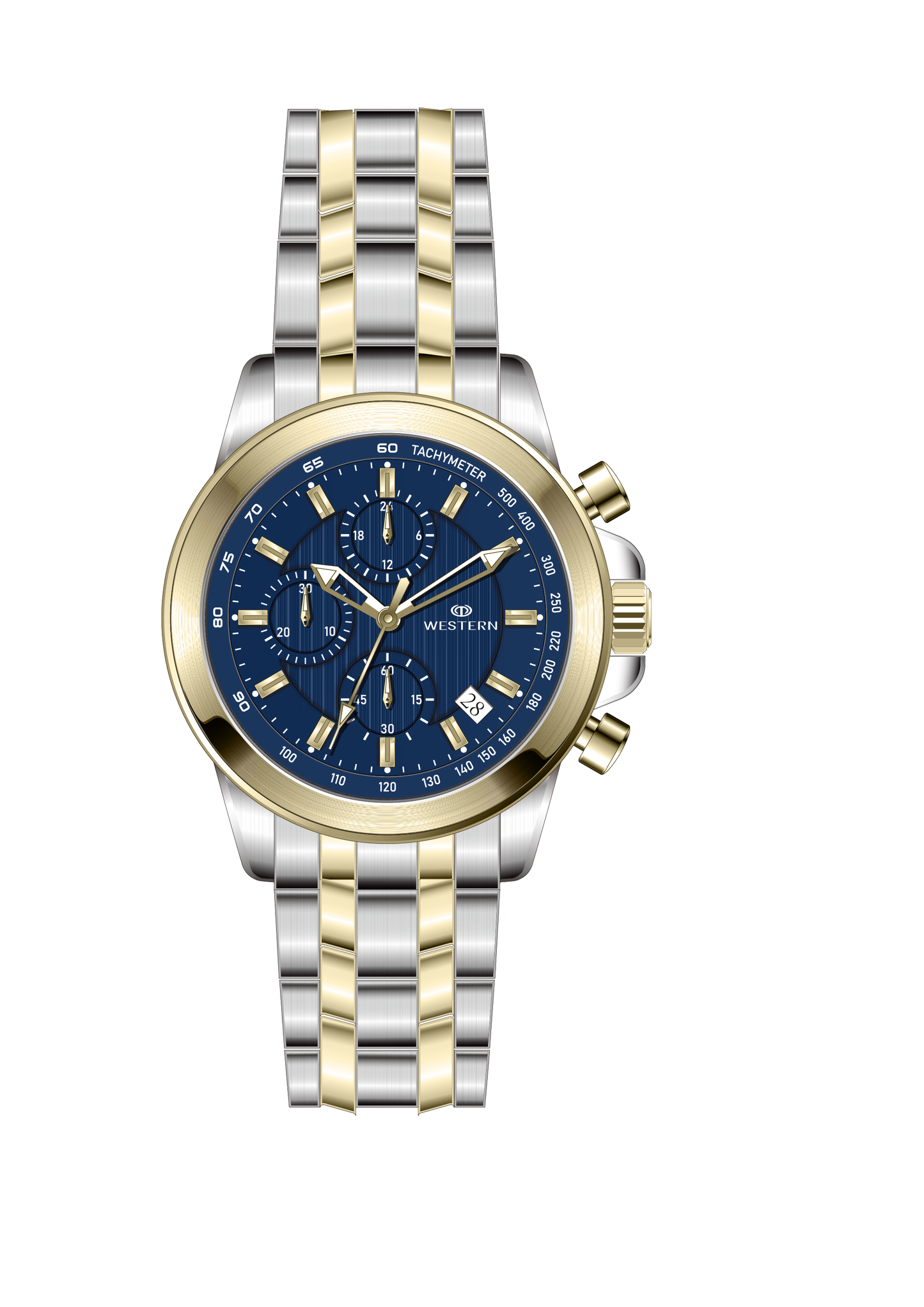 Western Chronograph Watch for Men – Stainless Steel, Luxury Design, Water Resistant