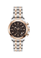 Western Rose Silver Chronograph Watch with Black Dial