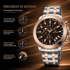 Western Chronograph Watch for Men – Rose-Silver, Luxury Design, Water Resistant