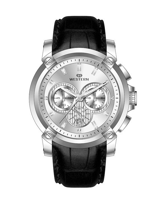 Vergant Series Men's Quartz Analogue Leather Strap Chronograph Watch