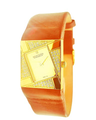 Elegant Square Dial Ladies Watch – Brown Leather Strap | Minimalist Design