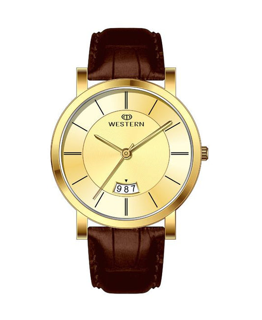 Men's Analog Leather Casual Watch Amico Ssries