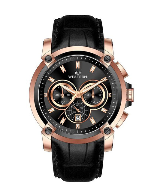 Vergant Series Men's Quartz Analogue Leather Strap Chronograph Watch