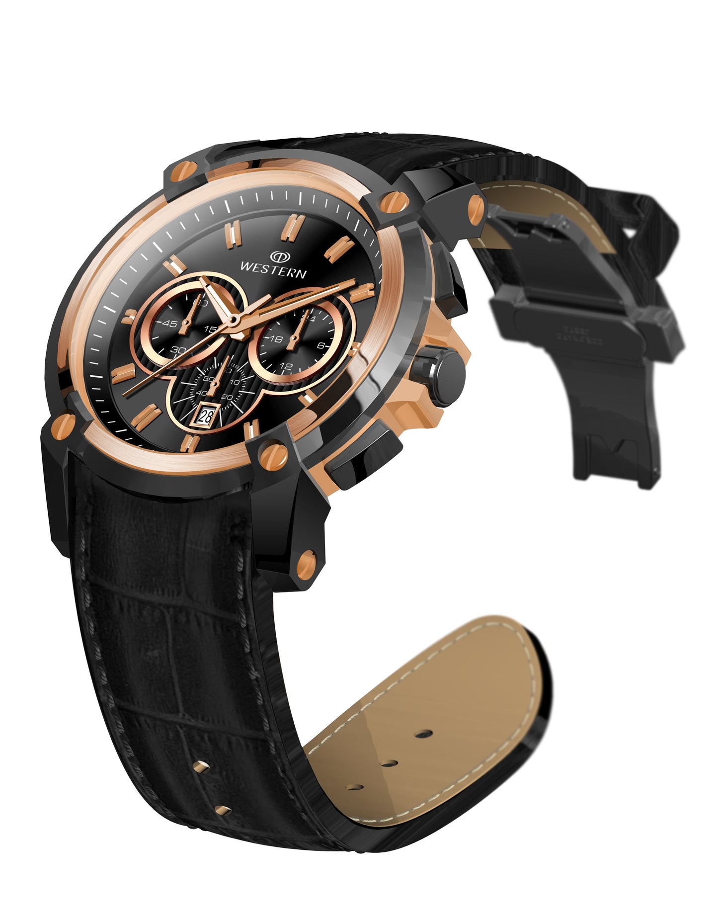 Vergant Series Men's Quartz Analogue Leather Strap Chronograph Watch