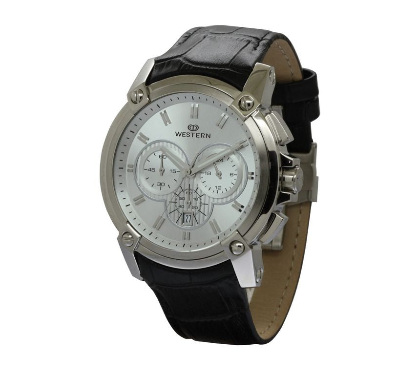 Vergant Series Men's Quartz Analogue Leather Strap Chronograph Watch