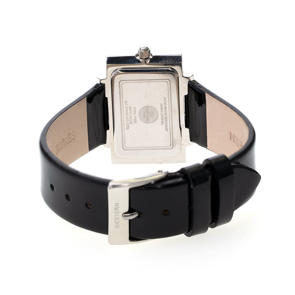 Quartz Analogue Ladies Leather Strap Watch Black Dial & Black Strap