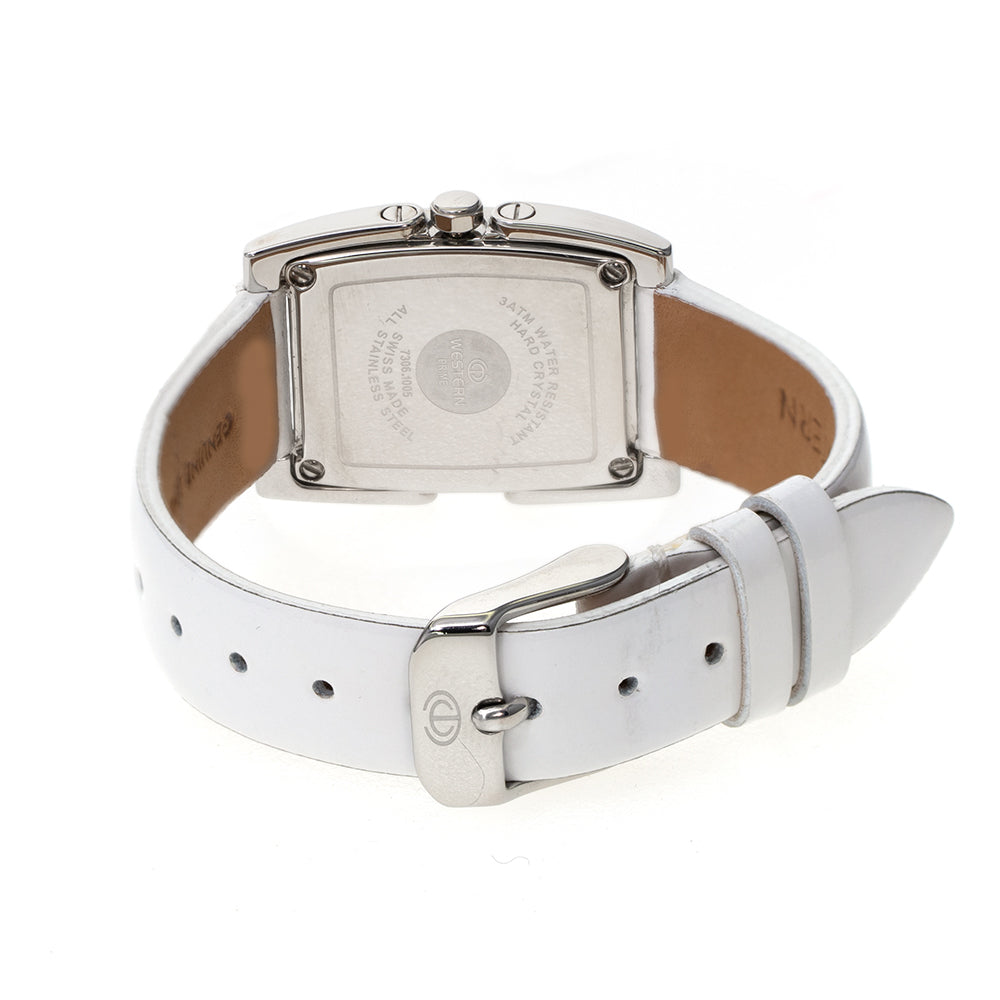 Elegant Ladies' Quartz Analogue Watch | White Dial & Leather Strap