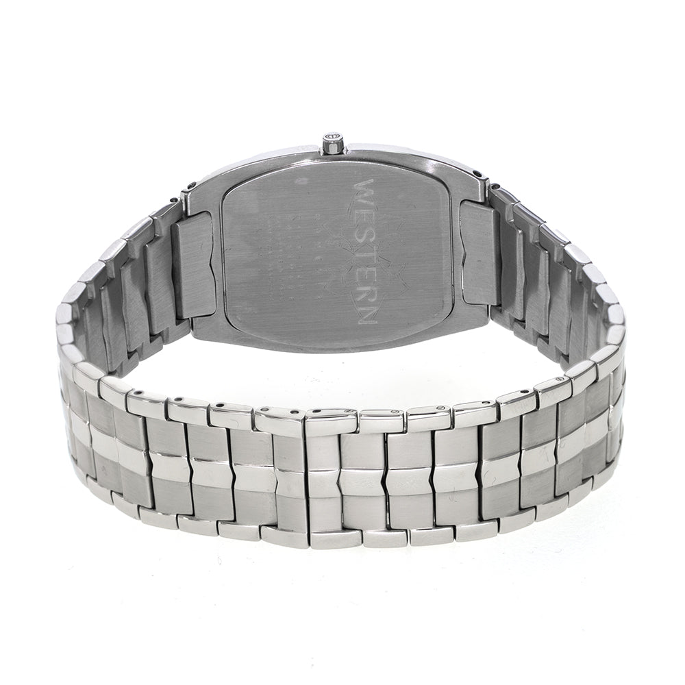 Men's All Stainless-Steel Band, 3.50MM Slim Watch with Silver Dial